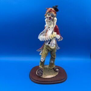 Vintage Clown Figurine Statue with Accordion, EUC